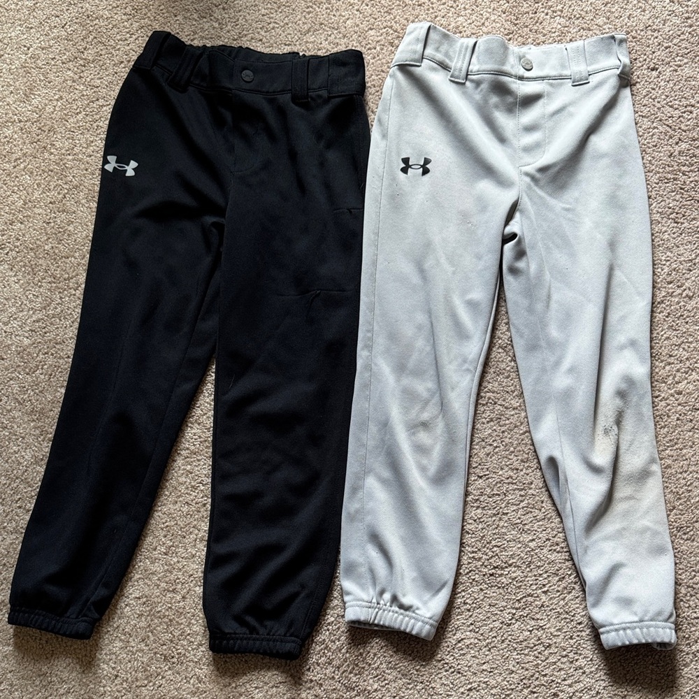 Under Armour Kids' Black and Gray Baseball Pants, Boys 7
